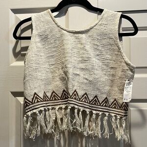 Handwoven crop top. open back. M?